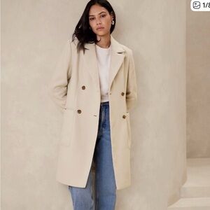 Banana Republic Factory Classic Coat Oyster Pearl/Cream Petite Large NWOT